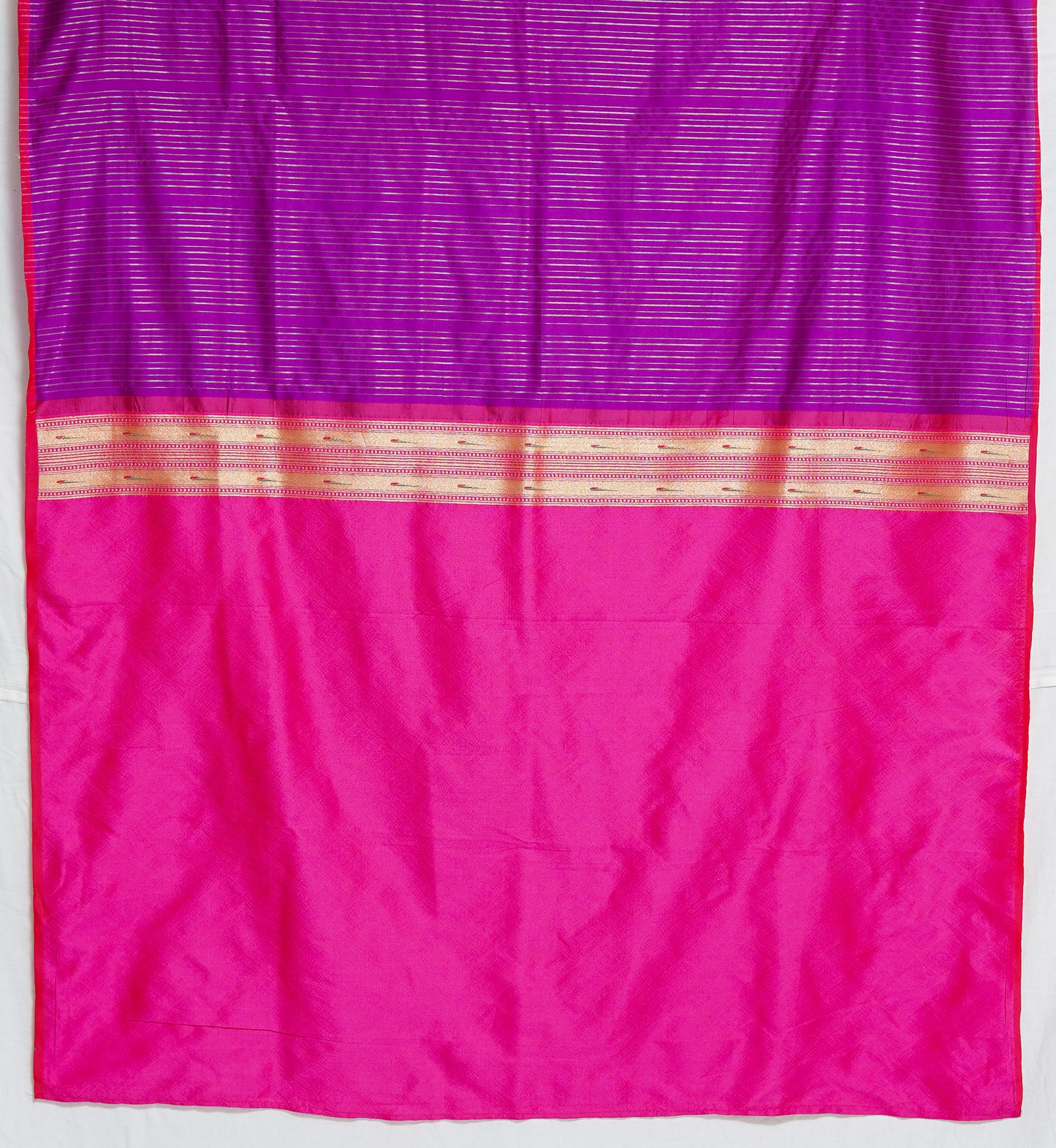 purple semi banaras silk saree with copper zari border – elegant festive wear