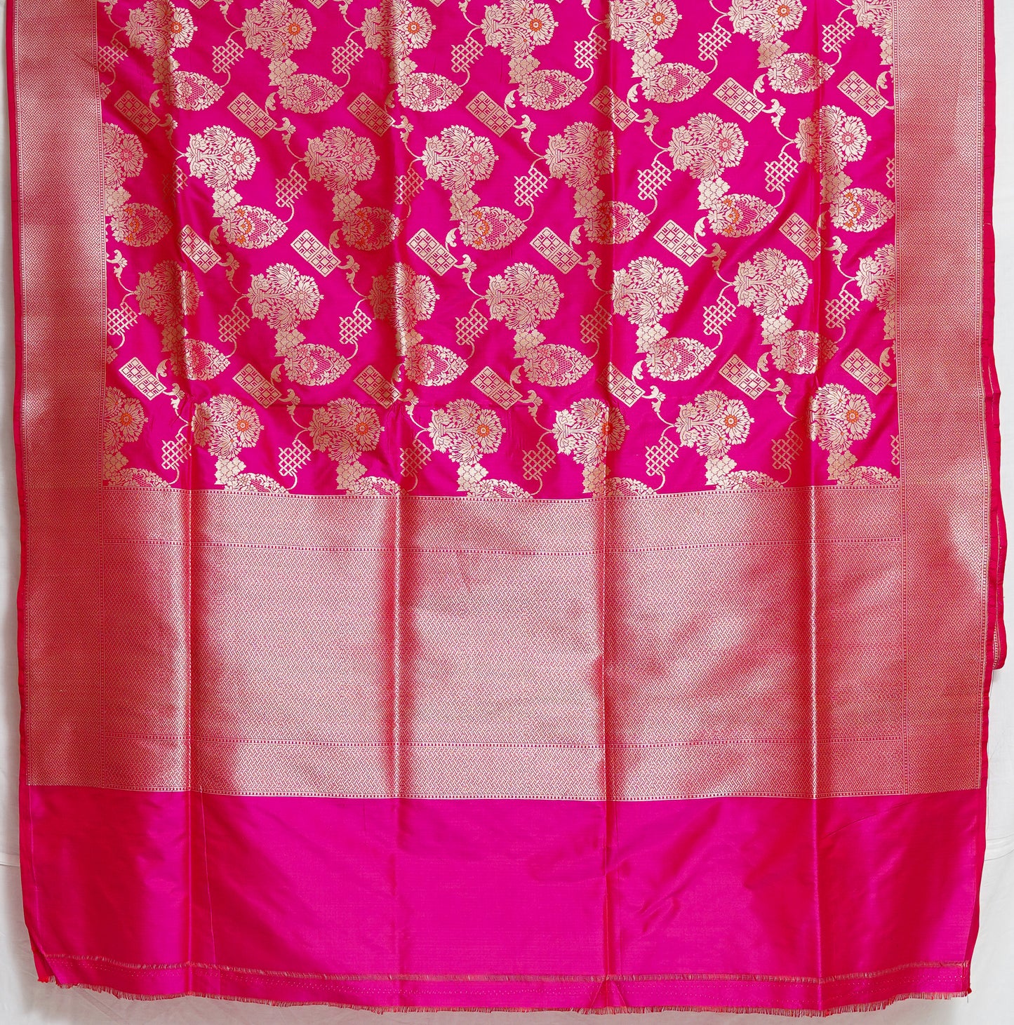 rani roshni banarasi saree – regal dark pink with antique copper zari