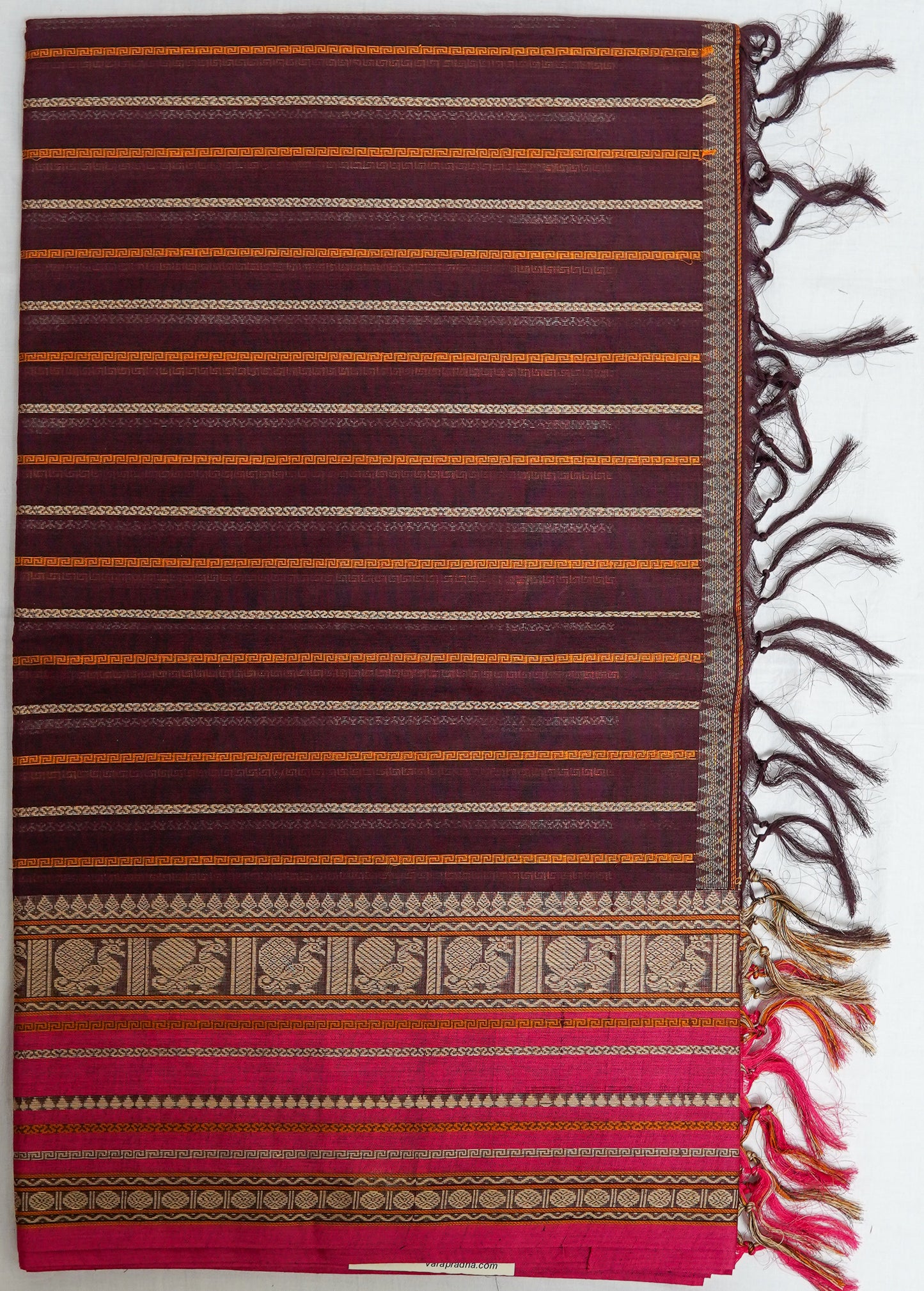brown pink contrast cotton saree – subtle style in handloom comfort