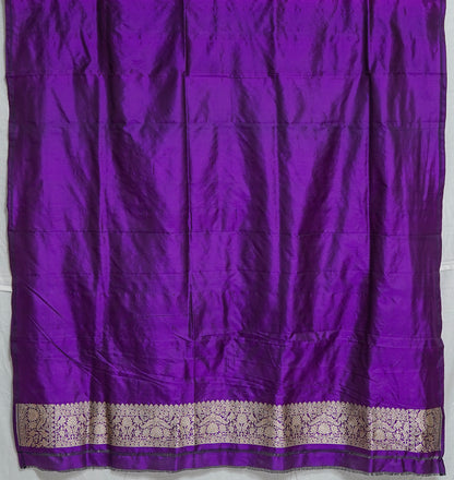 Amethyst Glow Banarasi Saree – Royal Purple with Antique Copper Zari Work