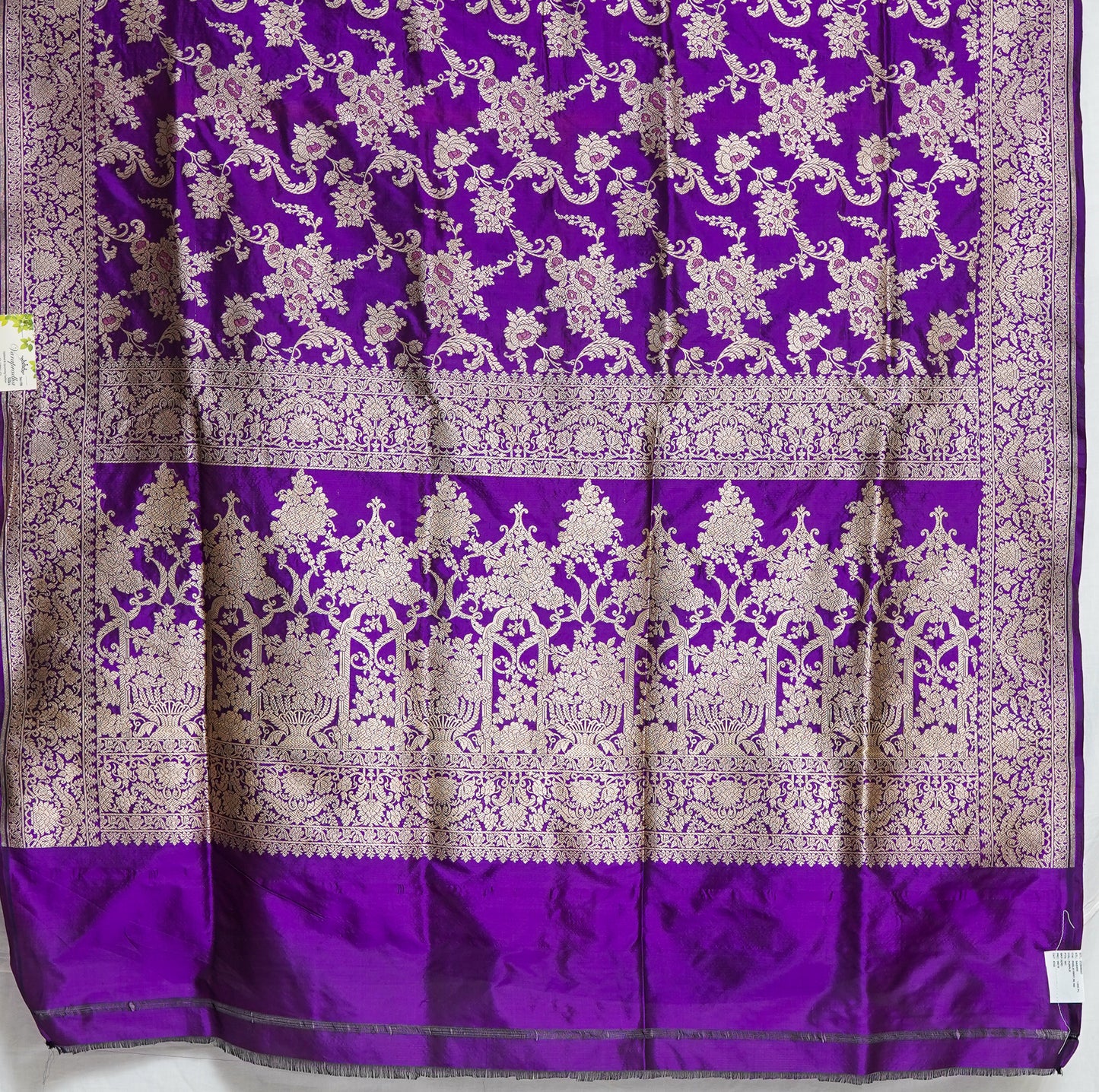 amethyst glow banarasi saree – royal purple with antique copper zari work