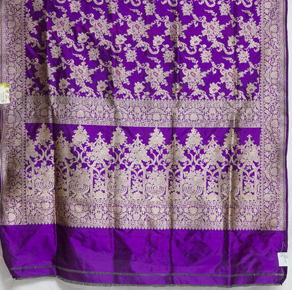 Amethyst Glow Banarasi Saree – Royal Purple with Antique Copper Zari Work