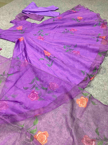 Amazing Purple Colored Party Wear Embroidered Soft Net Anarkali Style Gown