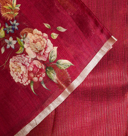 Pure Red Tussar Silk Saree – Handwoven Elegance by Varapradha