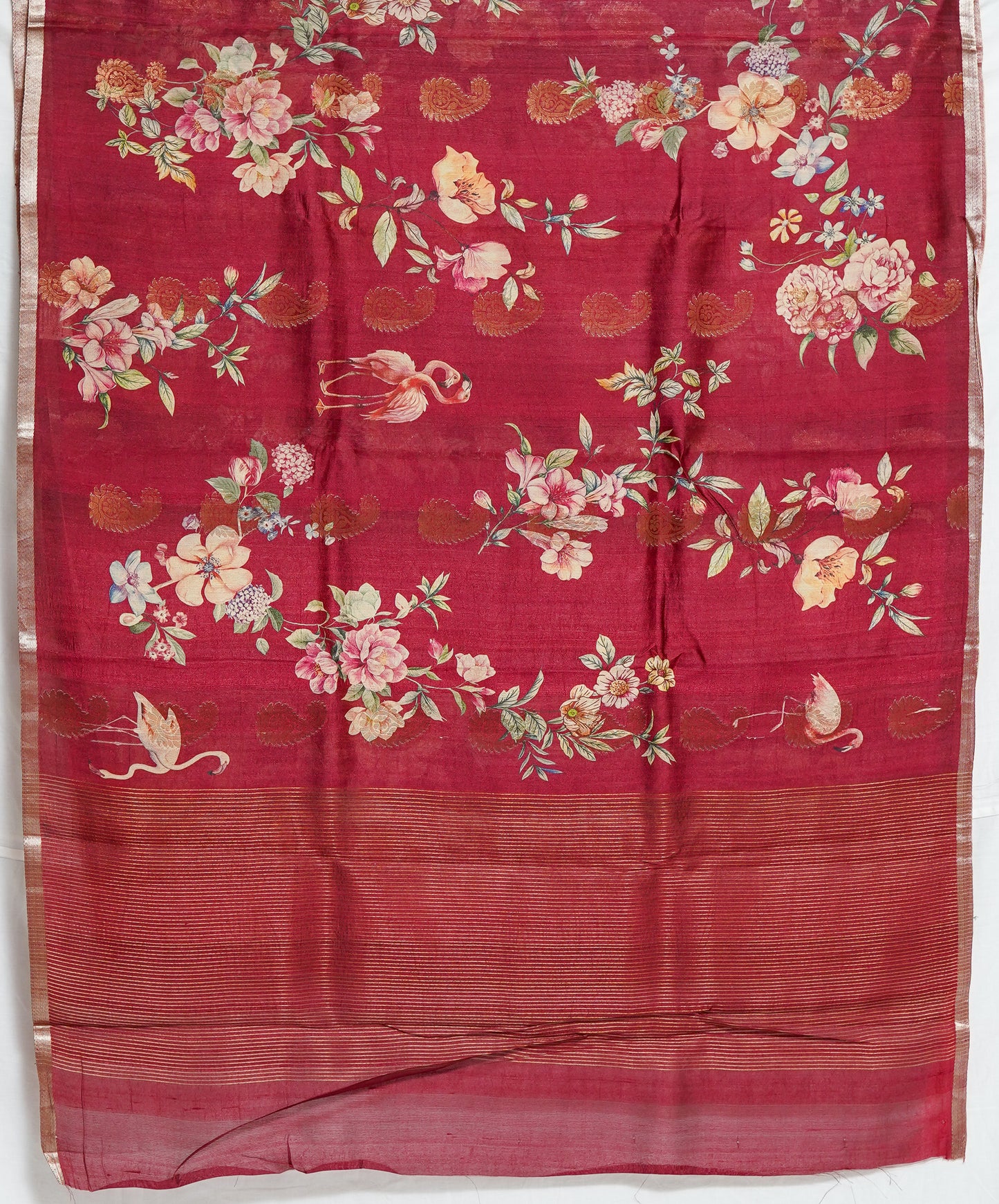 pure red tussar silk saree – handwoven elegance by varapradha