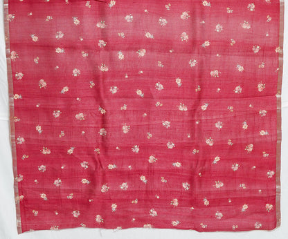 Pure Red Tussar Silk Saree – Handwoven Elegance by Varapradha