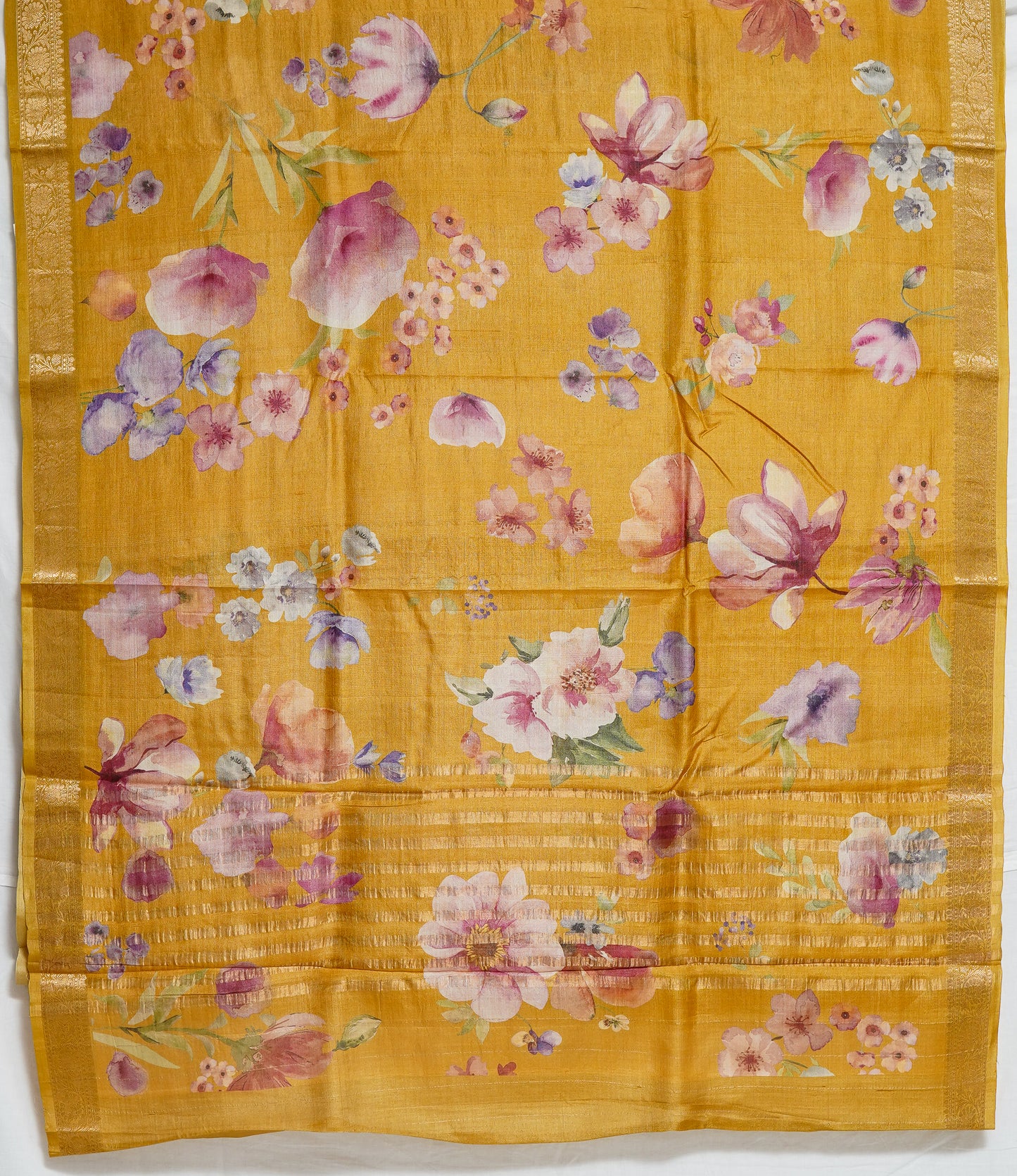 pure yellow tussar silk saree – handwoven elegance by varapradha