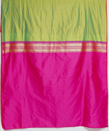 Light Parrot Green Semi Banaras Silk Saree – Elegant Handloom Weave by Varapradha