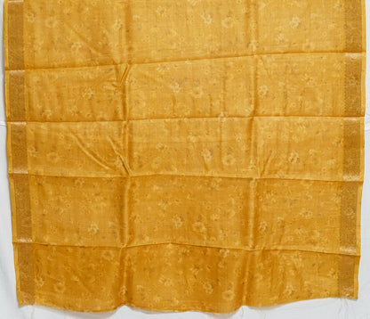 Pure Yellow Tussar Silk Saree – Handwoven Elegance by Varapradha