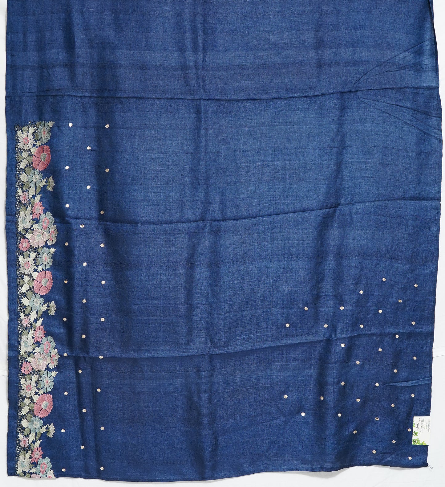 pure dark blue tussar silk saree – handwoven luxury by varapradha