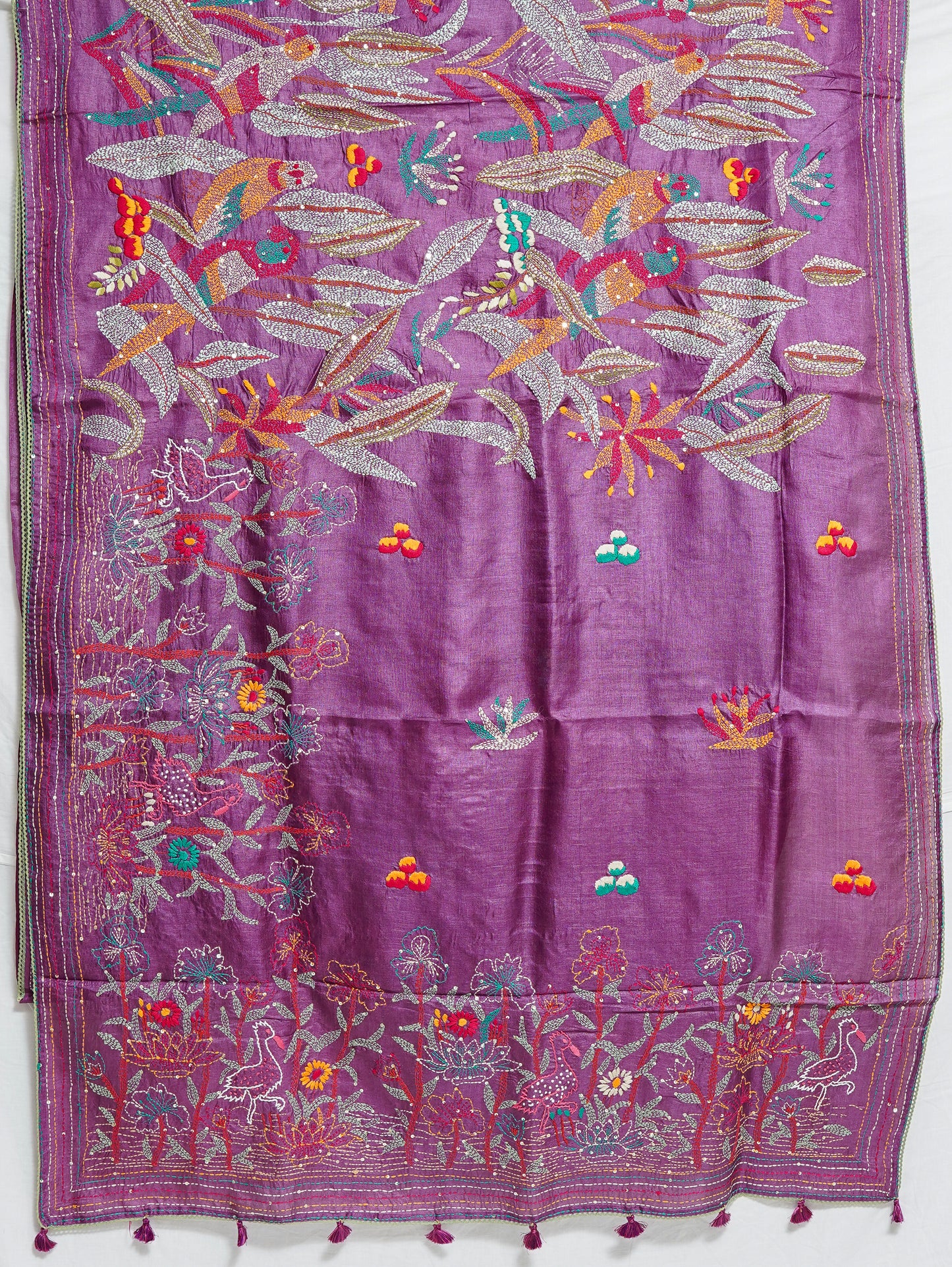 pure lavender tussar silk saree – elegant handloom weave by varapradha
