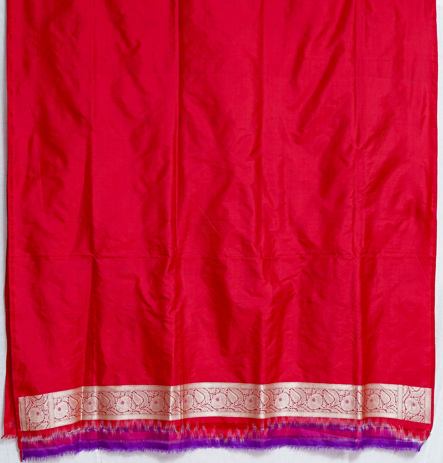 sindoori glow banarasi saree – deep red with antique copper zari detailing