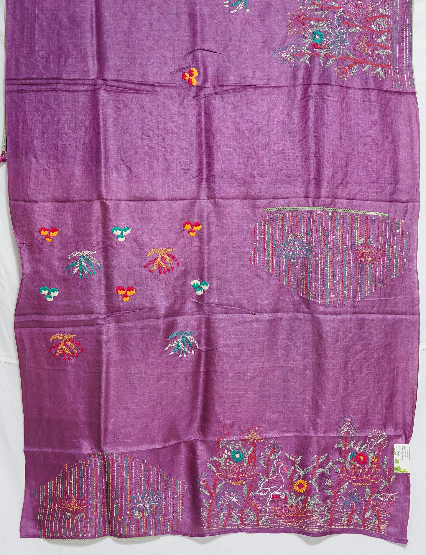 pure lavender tussar silk saree – elegant handloom weave by varapradha