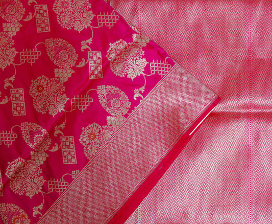 Rani Roshni Banarasi Saree – Regal Dark Pink with Antique Copper Zari