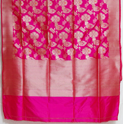 Rani Roshni Banarasi Saree – Regal Dark Pink with Antique Copper Zari