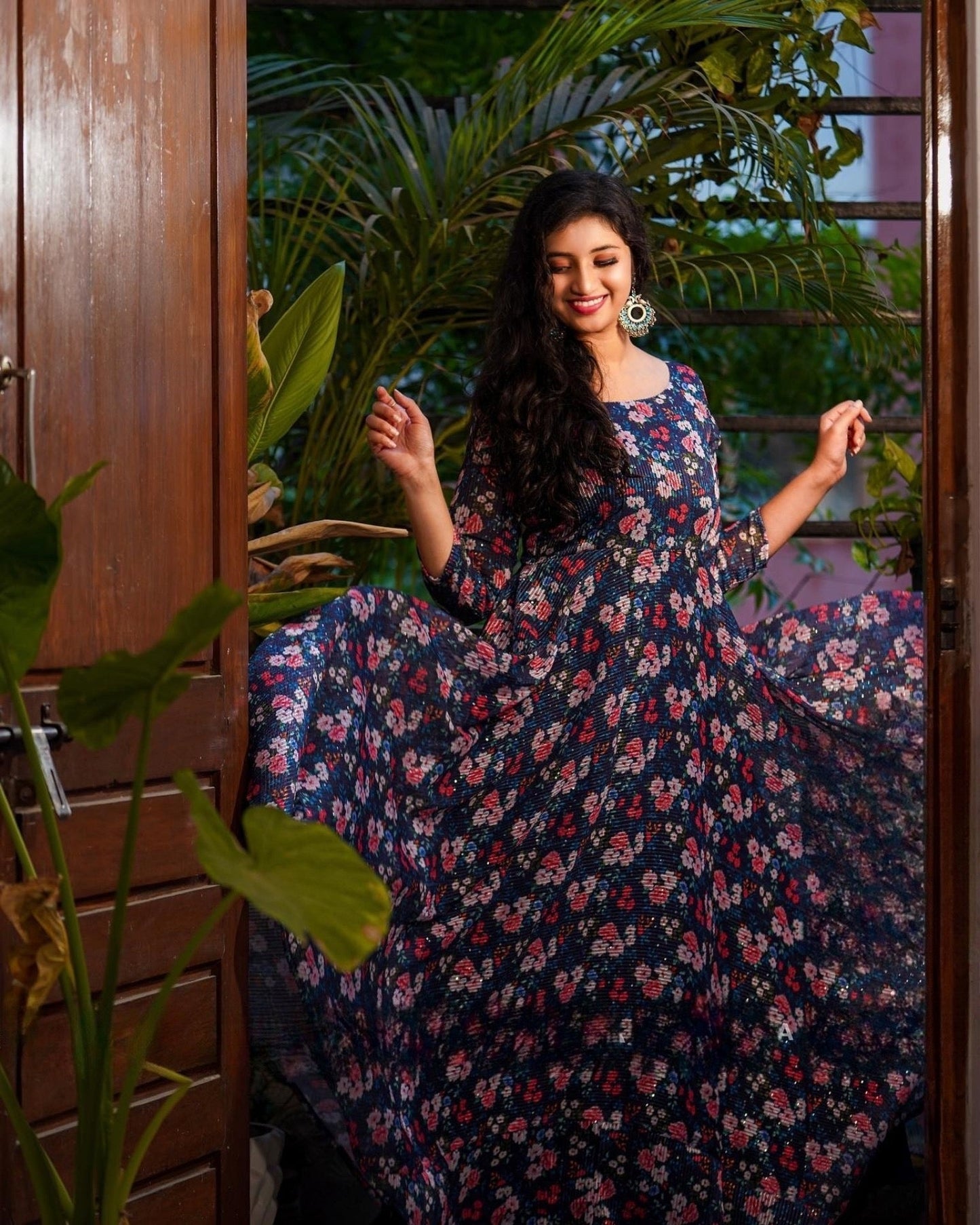 amazing multicolor embroidered attractive party wear silk dulhan gown