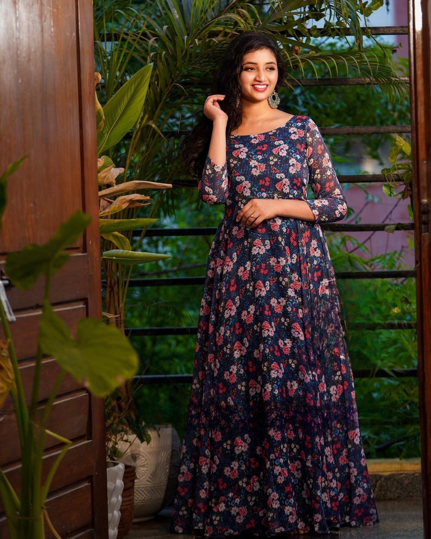 amazing multicolor embroidered attractive party wear silk dulhan gown