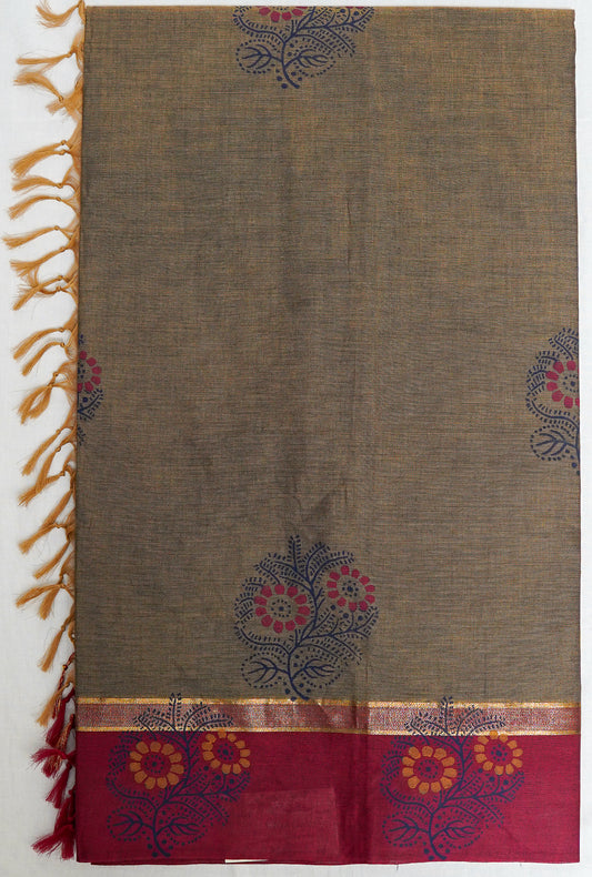 Classic Beige Cotton Saree – Soft, Subtle & Timeless Everyday Wear