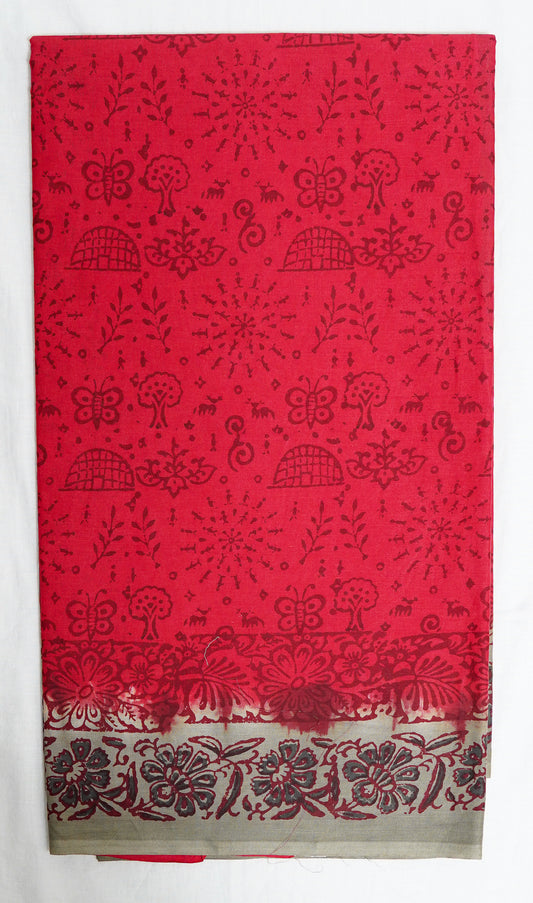 Blush Charm Cotton Saree – Soft Pink with Elegant Grey Border